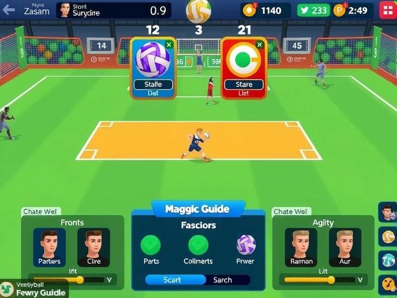 Volleyball Fantasy gameplay screenshot showing court action